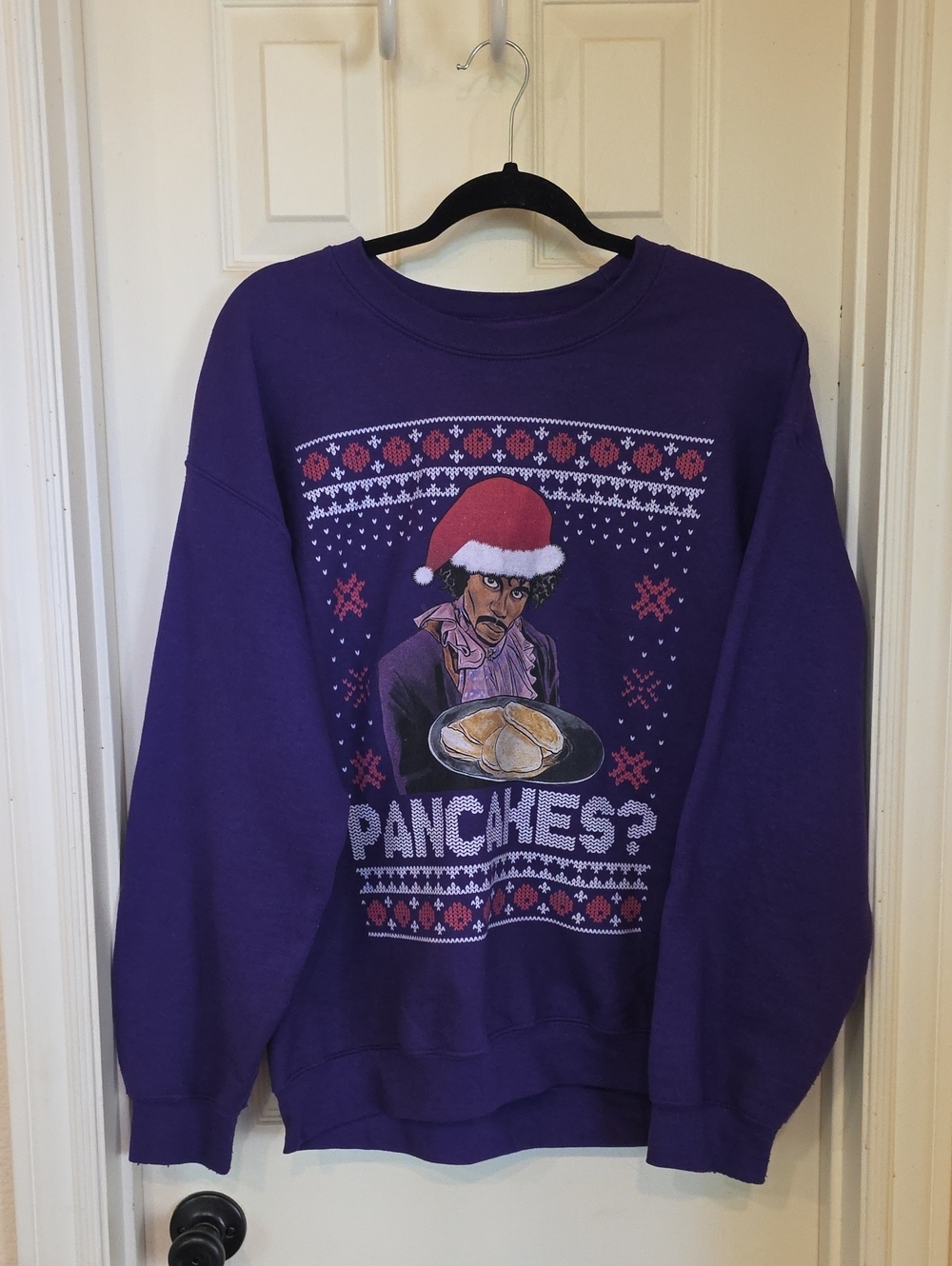 Gildan Purple Crewneck Sweatshirt with Holiday Pancake Graphic